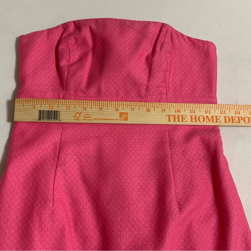 Lilly Pulitzer Strapless Mini Dress 00 Franco Dancing Daffodils Pink 100% Cotton - Picture 9 of 14